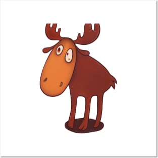 Cute Moose Drawing Posters and Art